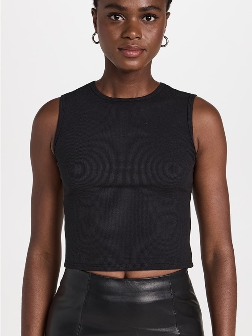 Reformation Jeans Black Ribbed Cropped Tank S
